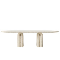 Meubles de salle à manger de luxe, table à manger en travertin de grande taille, table à manger rectangulaire en marbre pour hôtel, pour 10 personnes