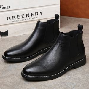 Bottines Chelsea pour hommes, automne/hiver 2025, couleur café, style britannique vintage tendance, mocassins en cuir véritable, imperméables, doublure en polaire - Product Image 2