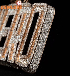 GEMLOVE Custom Pendant Letter Name Pendant <b>Charm</b> Iced Hiphop Jewelry Pendant Necklace - Product Image 2