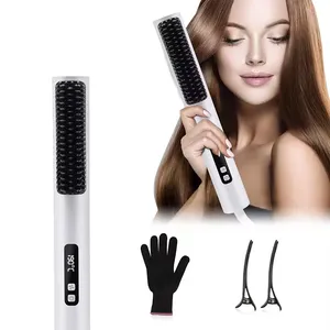 Neue Led-Anzeige 4 Temperatureinstellungen Haarkamm Anti-Permanente Haarpflege Dampf-Haarglätterbürste