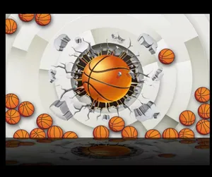 europäische Art 3d individuell jede Größe dreidimensionale Basketballplatz-Mural Gymnasium Werkzeughintergrund Wand Fotos