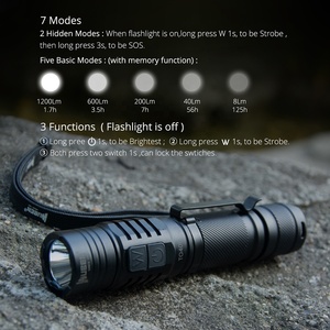 Torcia LED WUBEN TO40R Ricaricabile USB, Corpo in Lega di Alluminio, Grado di Protezione IP68, 1200LM, Portata Massima 220m, per Campeggio - Product Image 2