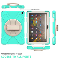 Étui de protection antichoc robuste pour tablette Kindle Fire HD 10 10,1 pouces avec protection d'écran intégrée et bandoulière