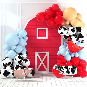 Sable blanc rouge <span class=keywords><strong>ferme</strong></span> Animal thème fête <span class=keywords><strong>anniversaire</strong></span> ballons bleu bébé douche toile de fond décoration pour vache fête faveur pour garçon - Product Image 2