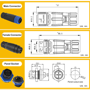 Nhanh chóng tự đẩy khóa kết nối không thấm nước M16 IP67 IP68 2 3 4 5 6 8Pin điện dây cáp kết nối cho ngoài trời LED chiếu sáng - Product Image 3