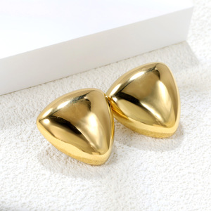Geometric Triangular <b>Stud</b> <b>Earrings</b> Gold Stainless Steel For Women Fashion Jewelry - Product Image 1