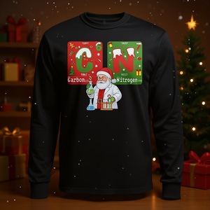 Camiseta de manga larga con tabla periódica de humor científico y químico de Navidad - Product Image 3