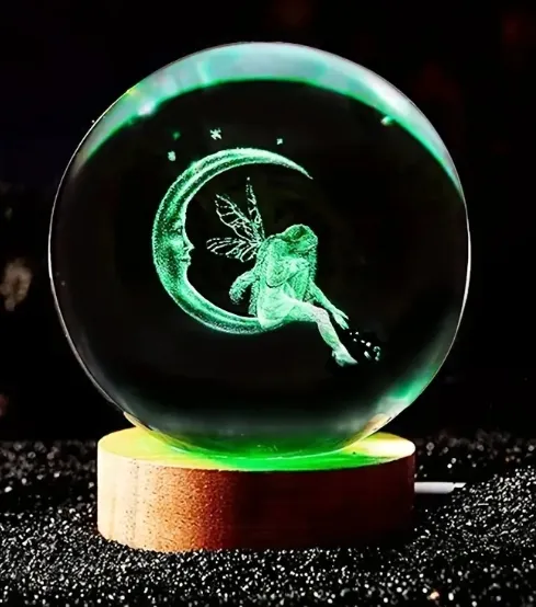 60mm Fairy on moon Crystal Ball Birthday Christmas Valentine's Day Gift Lights Multicolor ball Night Light