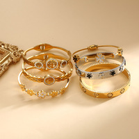 Bracelet en acier inoxydable Gaovo pour femmes, motif fleur à quatre feuilles creuse, micro-pavé CZ, bijoux de créateur de luxe, résistant au ternissement, bijoux tendance