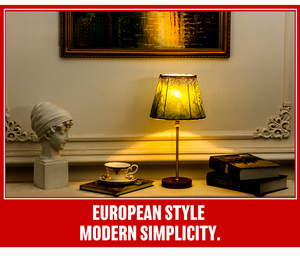 Living Room Decor Table <strong>Lamp</strong> Green Velvet Shade with Golden <strong>Stem</strong> &amp; Wooden Base Vintage Desk <strong>Lamp</strong> for Bedroom Study - Product Image 4