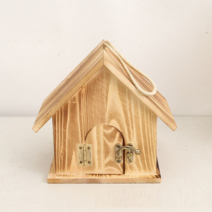 Nichoir en bois de petite taille en forme de maison avec porte pour l'élevage domestique, nid à oiseaux suspendu pour l'extérieur - Product Image 4