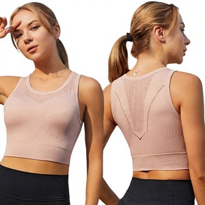 Lightweight Breathable Women's Sports Bra With Mesh Back Design <b>Pink</b> Active Wear <b>Crop</b> <b>Top</b> - Product Image 1