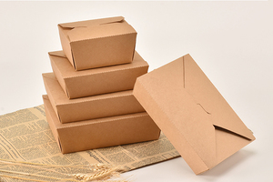 Fiambreras rectangulares de papel <span class=keywords><strong>Kraft</strong></span> desechables personalizadas del fabricante para opciones de embalaje de ensalada y pollo frito - Product Image 3