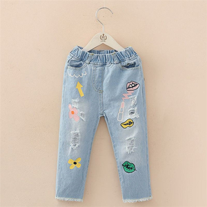Los Mejores Sitios Web de Venta al por Mayor de Ropa Infantil Moderna, Pantalones Vaqueros con Estampado Demin para Niñas - Product Image 2
