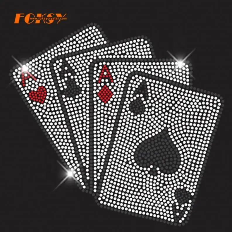 На заказ 4 Ace покерная карточка Горячая фиксация мотив горный хрусталь теплопередача для футболки
