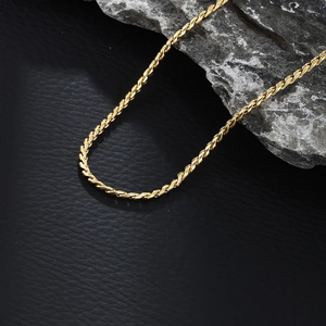 สร้อยคอชุบทอง14K สำหรับทุกเพศสไตล์วินเทจแบบลำลองทันสมัยพร้อมห่วงโซ่ชุบสแตนเลสสีทึบ - Product Image 4