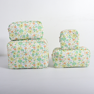 DIY Customized Women's Printed Cosmetic Bags Green Gingham Inner Cotton Large Capacity Zipper Closure <b>Storage</b> Pouches Portable - Product Image 2