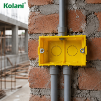 Caja de Conexiones Doble de PVC Amarillo Brillante Kolani de 2x4 Pulgadas, Caja Trasera para Montaje Empotrado y en Superficie con Tuerca Metálica Integrada