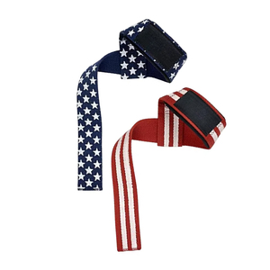 Sangles de soutien pour poignets avec drapeau américain, fermeture réglable à boucle auto-agrippante, antidérapantes, pour musculation, unisexe, en polyester, entraînement de force - Product Image 2