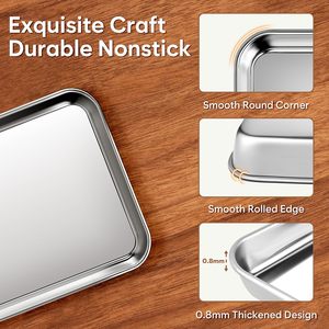 Heavy Duty Aluminum Alloy Square <b>Baking</b> <b>Tray</b> <b>Oven</b> Safe Strengthen Wire Rolled Edges Collapsible Eco-Friendly Cookie Restaurants - Product Image 2