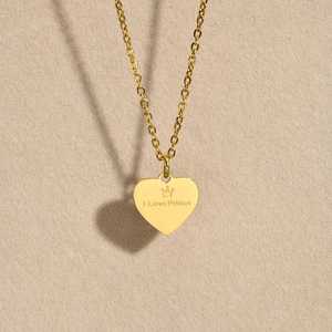 Gioielli a forma di cuore di moda collana con ciondolo in acciaio inossidabile placcato oro 18 carati collana con corona I Love Prince incisa personalizzata per le <span class=keywords><strong>donne</strong></span> - Product Image 1