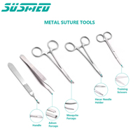 Kit de pratique de suture amélioré en 6 parties avec étui de rangement enroulable, coussin de suture en silicone de qualité médicale