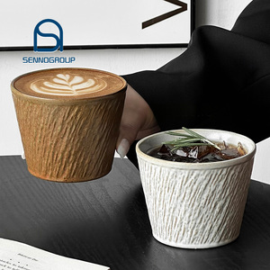 Set di Tazze <span class=keywords><strong>da</strong></span> Caffè in Ceramica Bianca e Marrone Stile Retrò Europeo, <span class=keywords><strong>Bicchieri</strong></span> Riutilizzabili in Porcellana con Logo Personalizzato - Product Image 1