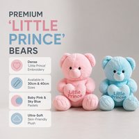 Ours en peluche Little Prince Princess de 30 cm et 40 cm, rose bébé, bleu ciel, peluche douce, poupée en peluche, cadeau d'anniversaire, cadeau de la Saint-Valentin