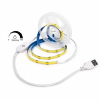 Ruban LED COB flexible 5V USB, 320 LED, bande lumineuse LED avec interrupteur tactile, variateur de luminosité pour éclairage intérieur