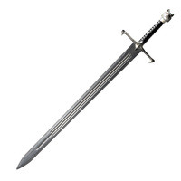 Épée de présentation médiévale populaire de 114 cm et 1,76 kg, motif tête de loup Damas, pour collection et cosplay
