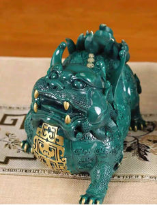 대형 현대식 황동 조각 코끼리상 녹색 파티나 중국 설날 동물 테마 조각상 다이컷 풍수 장식품 - Product Image 2