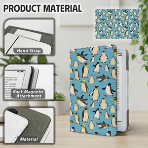 Lovely <strong>Penguin</strong> <strong>Printed</strong> Custom Stand Protective Case for 6.8" and 7" Kindle Custom Design Kindle Protective Case with Hand Strap - Product Image 5
