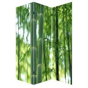 Передвижной настенный разделитель для комнаты из зеленого бамбукового полотна