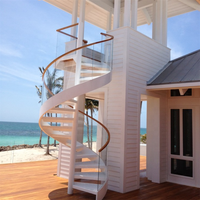 DAIYA – escaliers extérieurs en acier avec balustrade en verre trempé, escalier en spirale blanche