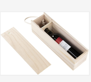 Juvale Wooden Wine Box - 2-Pack Single Wine Bottle Wood Storage Gift Box with Handle for Birthday Party, Housewarming, Wedding,