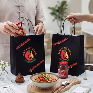 ถุงกระดาษคราฟท์สำหรับใส่ซอสพริกสำหรับร้านอาหาร แบบใช้แล้วทิ้ง เป็นมิตรกับสิ่งแวดล้อม รีไซเคิลได้ ย่อยสลายได้ พร้อมหูหิ้วแบบเกลียว - Product Image 1