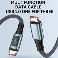 Kabel Data USB4 Full-Function Type-C Anyaman 40Gbps Dual-Head PD 240W Pengisian Cepat Kompatibel Thunder-bolt 4/38K Screen Casting