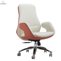 Chaise de bureau exécutive moderne en gros, ergonomique, en cuir PU, pivotante, avec hauteur réglable, structure en bois et pieds en métal