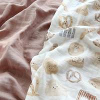 Couverture d'emmaillotage en mousseline 47x47 pouces à motif pain, 70% bambou 30% coton, anti-boulochage, portable, toutes saisons, pour nouveau-né - Meilleure vente