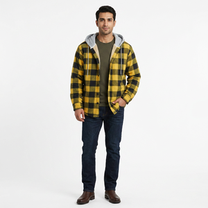 Nouvelle Veste Chemise en Flanelle à Capuche en Polaire Sherpa à Manches Longues, Boutonnée, à Carreaux, Matelassée, Hiver 2025 - Product Image 1