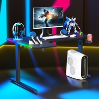 Bureau de jeu en métal en forme de L Wquantum avec porte-gobelet et éclairage RVB