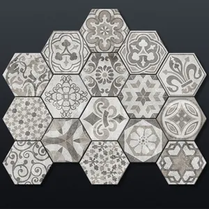 Carrelage de sol hexagonal en céramique, 1 pièce, style marocain classique, ancien, café, Design