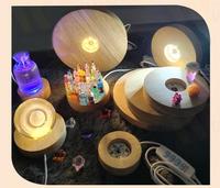 Lampe LED en bois, lampe LED, veilleuse pour lampe de nuit LED 3D, lampe à illusion 3D, base ronde en bois, câble USB, interrupteur, moderne