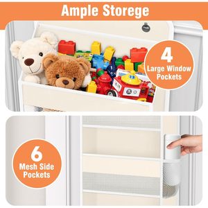 Over The Door Organizer 4 Tier Large Capacity Hanging <b>Storage</b> With 6 Side Pockets For Bedroom Dorm Use - Product Image 4