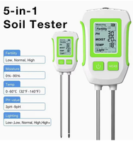 Testeur de sol numérique LCD 5-en-1 avec double aiguille pour la surveillance du pH et l'analyse des nutriments de fertilité
