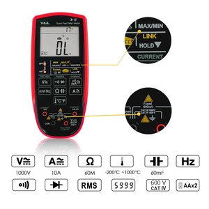Multímetro Digital True <span class=keywords><strong>RMS</strong></span> de alta precisión, prueba de diodo inteligente con pantalla táctil 6000, multímetros de alta precisión - Product Image 3