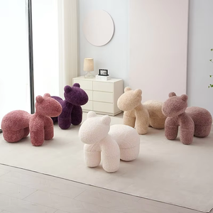 <span class=keywords><strong>Fauteuil</strong></span> VOXHOME Minimaliste Moderne Créatif <span class=keywords><strong>Fauteuil</strong></span> Poney pour Salon en Laine d'Agneau Tabouret Animal pour Enfants - Product Image 4