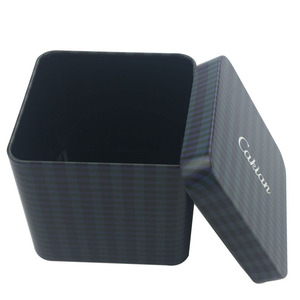 Tùy Chỉnh Đồng Bằng Màu Đen Quảng Trường Quà Tặng Tin Kim Loại Hộp Đồng Hồ Gói Cửa Sổ Rõ Ràng Nắp Hộp Thiếc Cho Đồng Hồ - Product Image 1