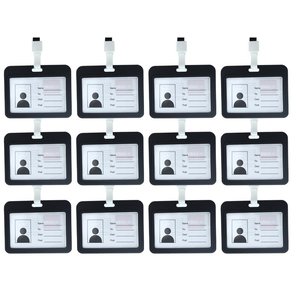 * Presa * 12 pezzi supporto distintivo in PVC con doppia esposizione corda nero interno 85x54mm-casa e giardino/forniture per ufficio e - Product Image 1