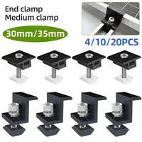 30mm/35mm Modules solaires fixation PV support fin pince centrale 4/10/20 pièces Rail de montage PV panneau solaire montage accessoires
